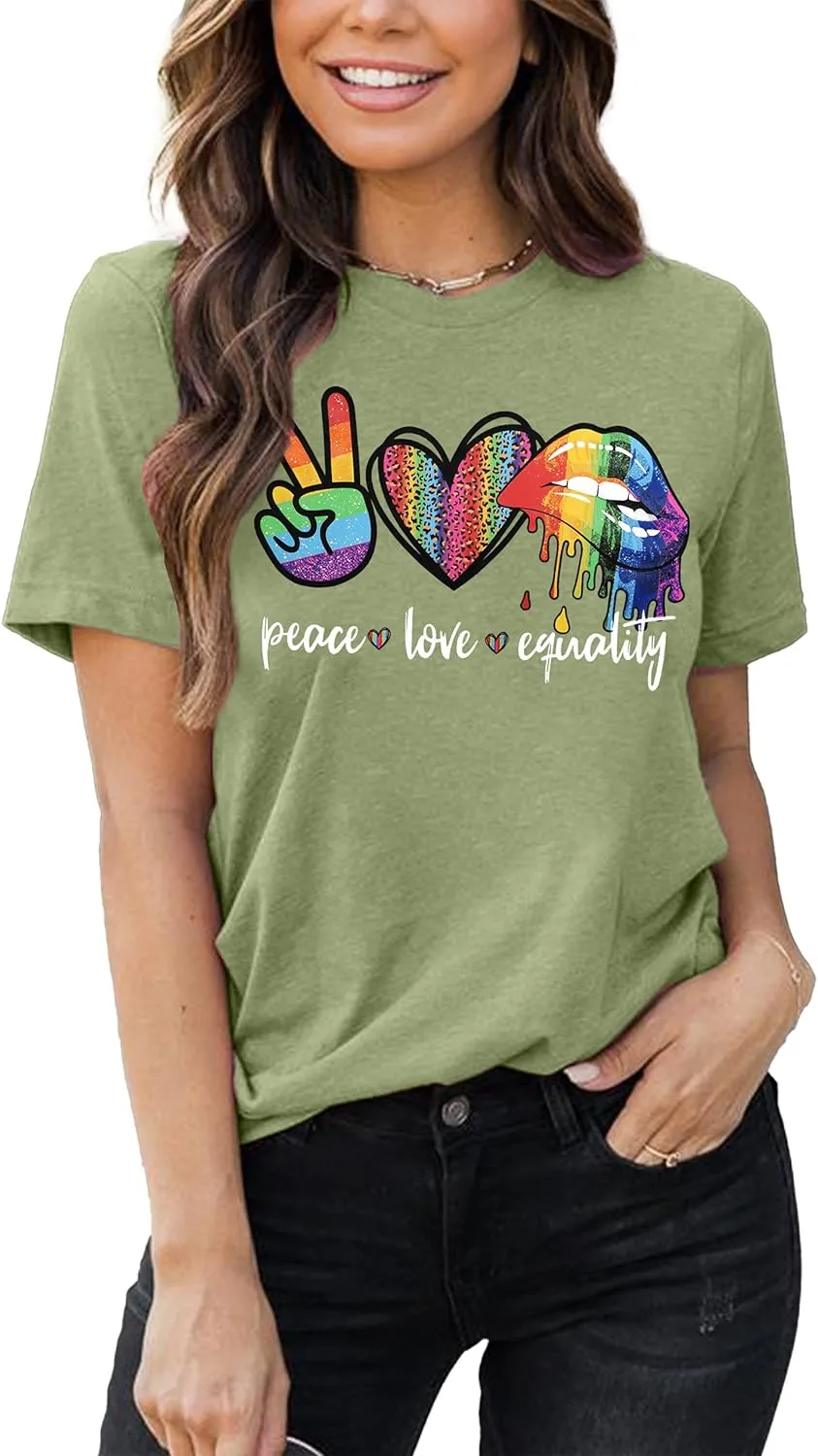 Enough Shirt Womens Inspirational Letter Rainbow Graphic Tshirt Gay Pride Casual Tee Tops