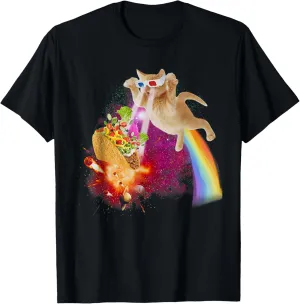 Funny Space Cat Laser Taco Galaxy Kitten Rainbow Cat T-Shirt