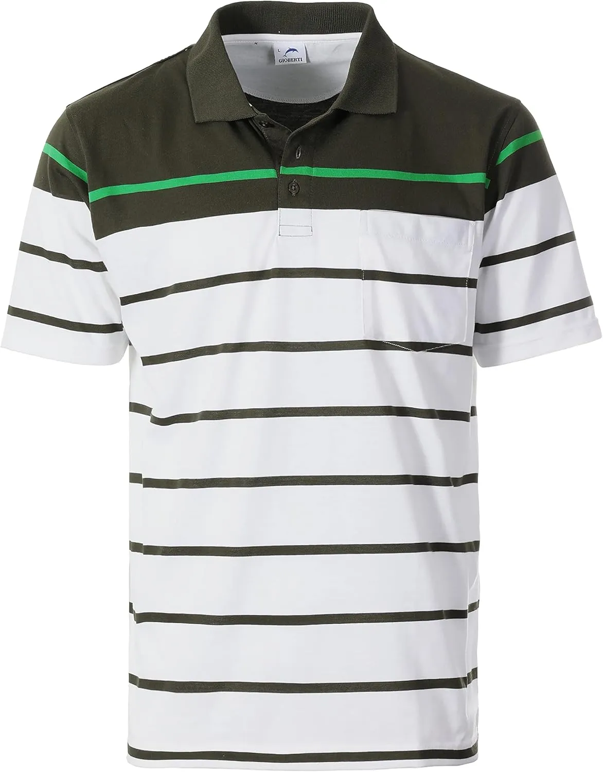 Gioberti Mens Single Stripe Polo Shirt with Pocket