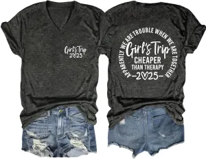 Girls Trip Shirts for Women Tshirt Besties Travel Graphic Tee 2025 Novelty Summer Vacation Beach Hawaii Top