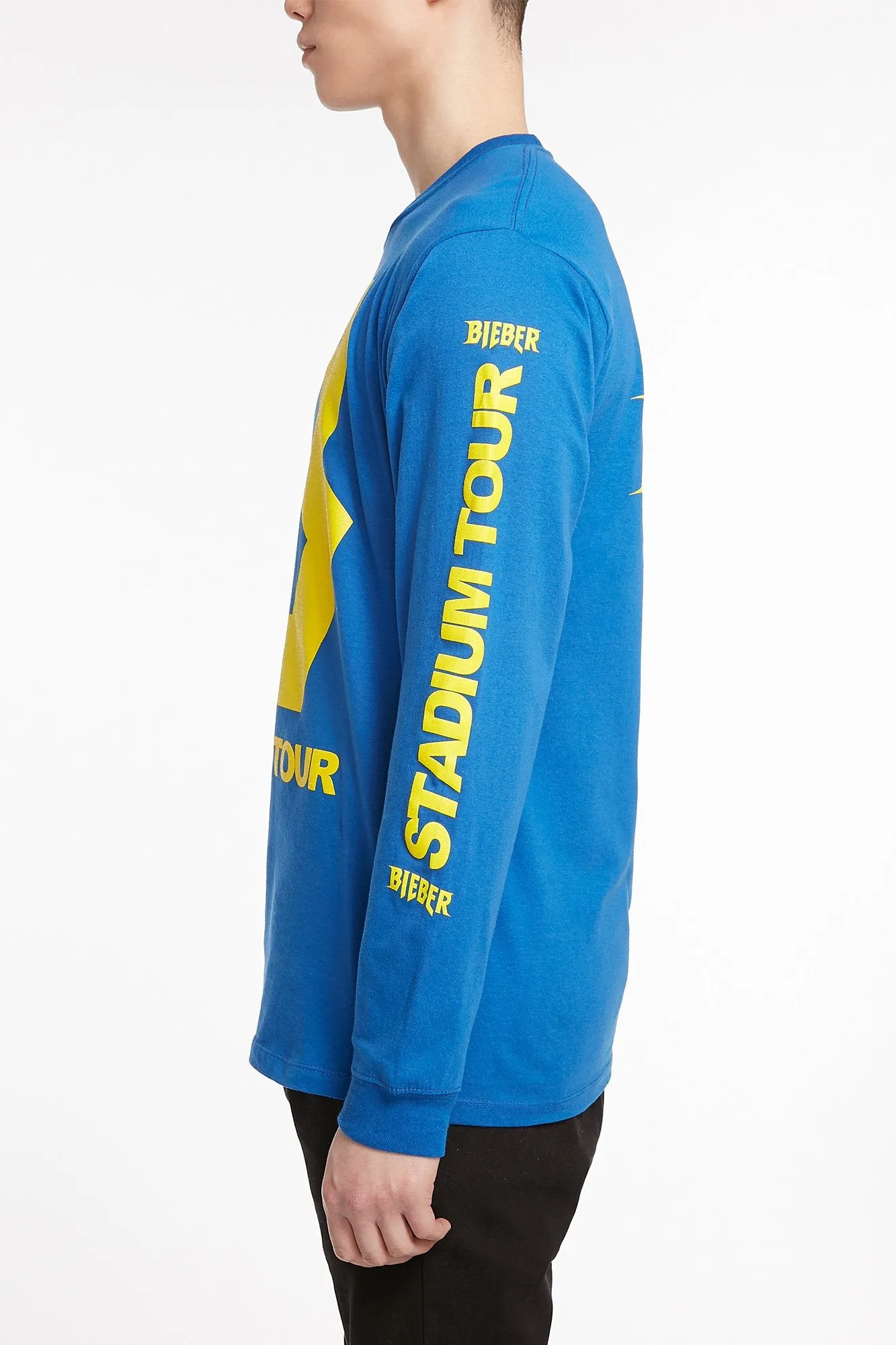 Guys Blue Bieber Stadium Tour Long Sleeve Tee