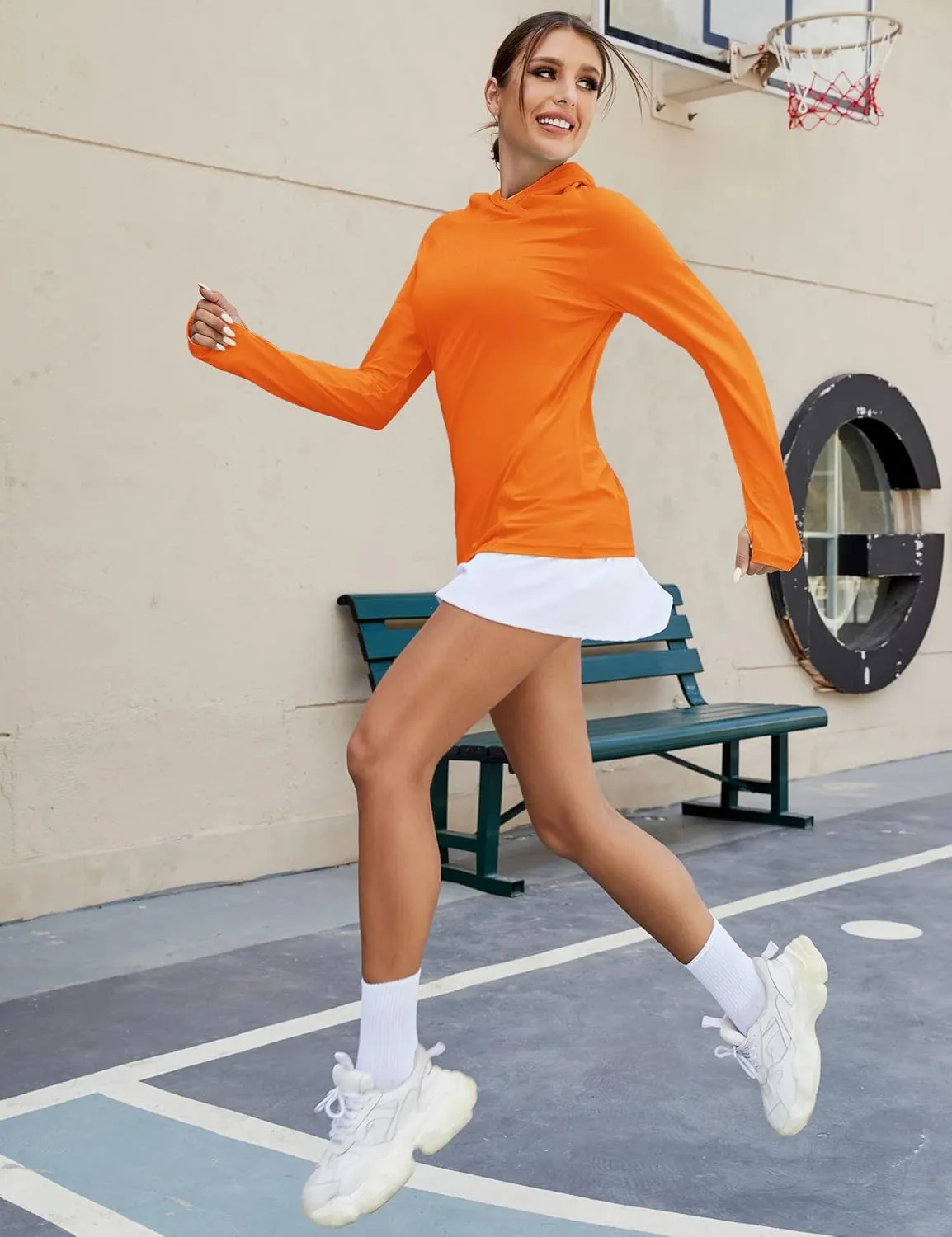 LUYAA Women's UPF 50  Sun Protection Hoodie Breathable Stretch Hiking Shirts Long Sleeve for Running Outdoor Workout
