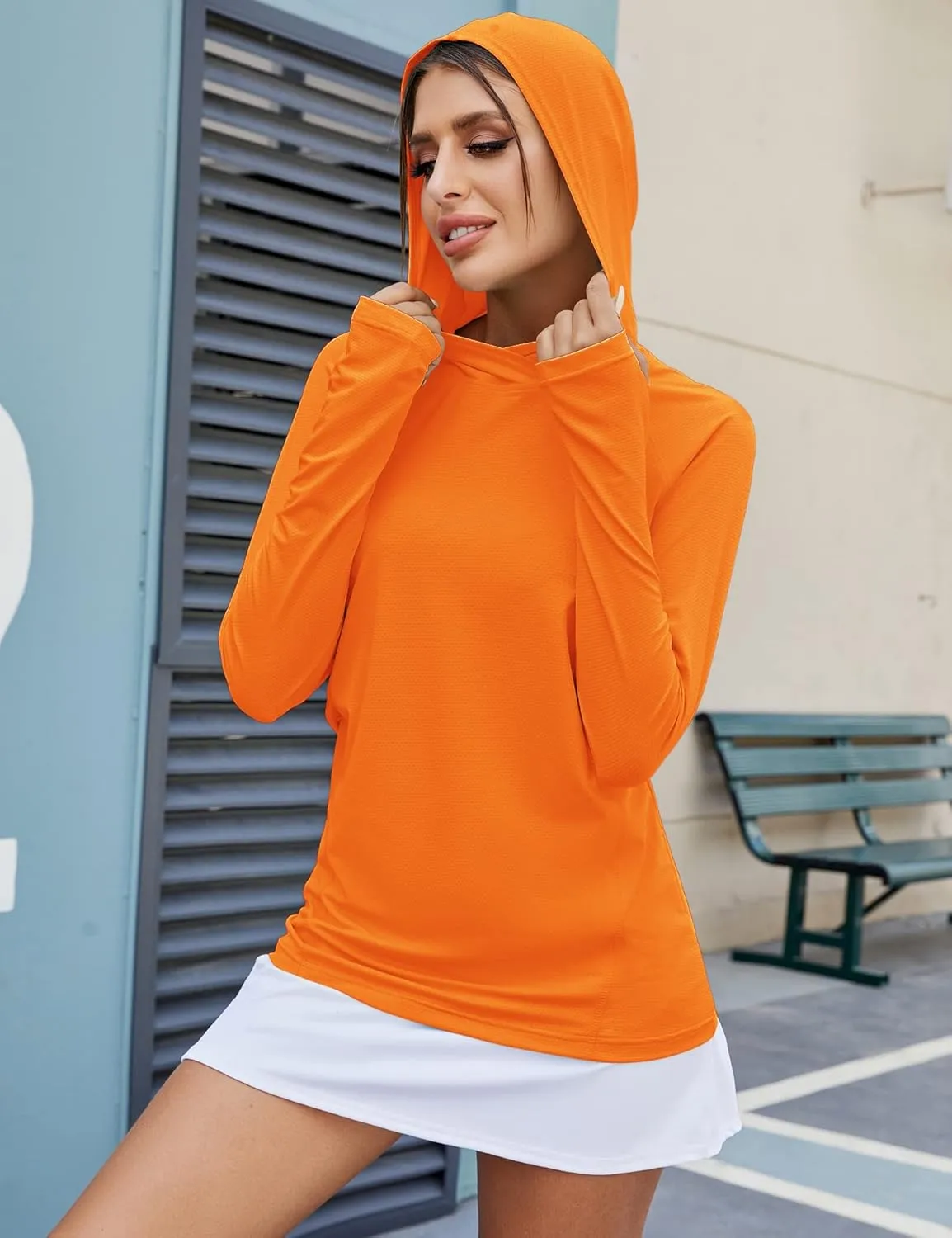 LUYAA Women's UPF 50  Sun Protection Hoodie Breathable Stretch Hiking Shirts Long Sleeve for Running Outdoor Workout