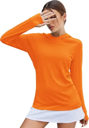 LUYAA Women's UPF 50  Sun Protection Hoodie Breathable Stretch Hiking Shirts Long Sleeve for Running Outdoor Workout