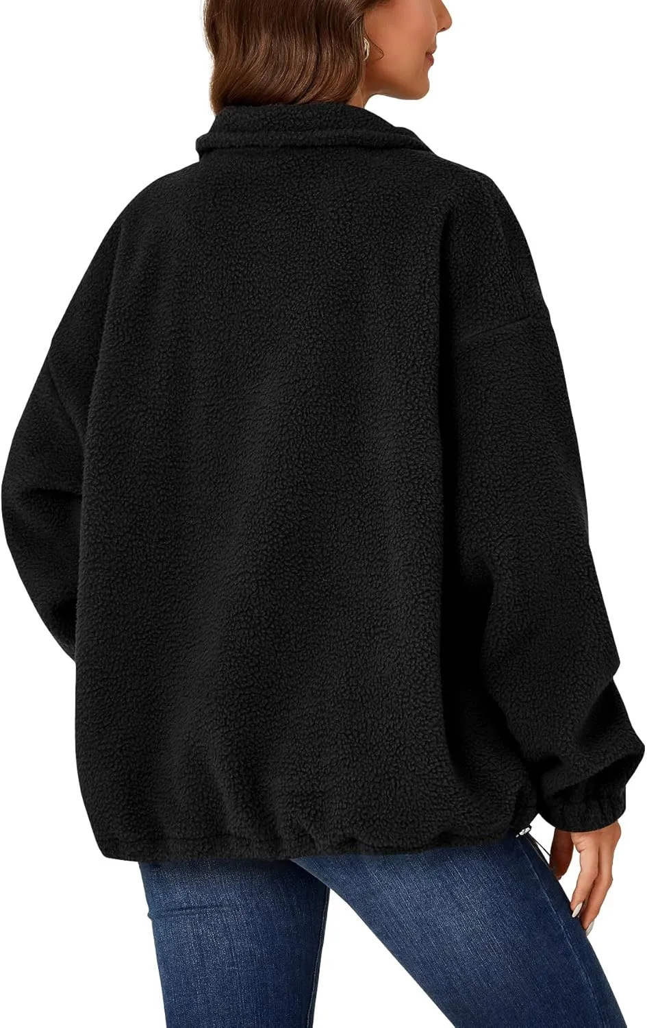 LYANER Women's Full Zip Fleece Lapel Long Sleeve Fuzzy Sherpa Jacket Warm Teddy Coat with Pockets