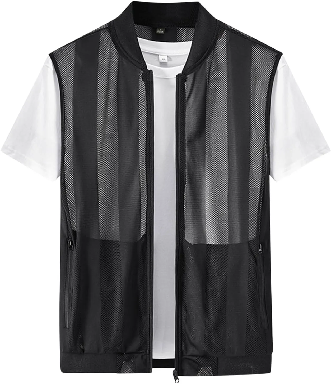 Men Summer Sleeveless Sun Protection Jackets Casual Lightweight Breathable Mesh Zipper Cycling Vest for Hiking Golf