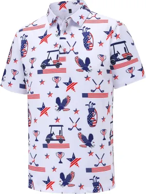 Mens Golf Polo Shirts Short Sleeve Moisture Wicking Dry Fit Performance Casual Funny Golf Polo Shirts for Men