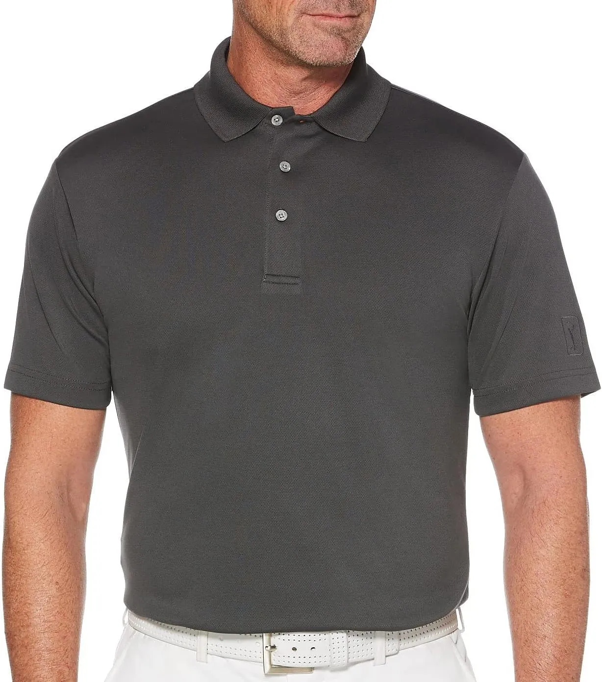 PGA TOUR Men's Airflux Solid Mesh Short Sleeve Golf Polo Shirt