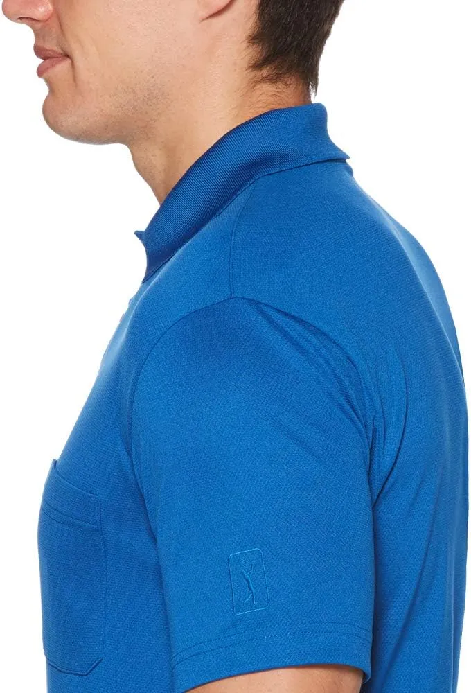 PGA TOUR Men's Short Sleeve Airflux Solid Polo Shirt with Pocket