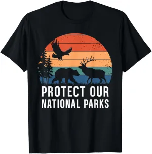 Protect Our National Parks Retro Wildlife Conservation T-Shirt