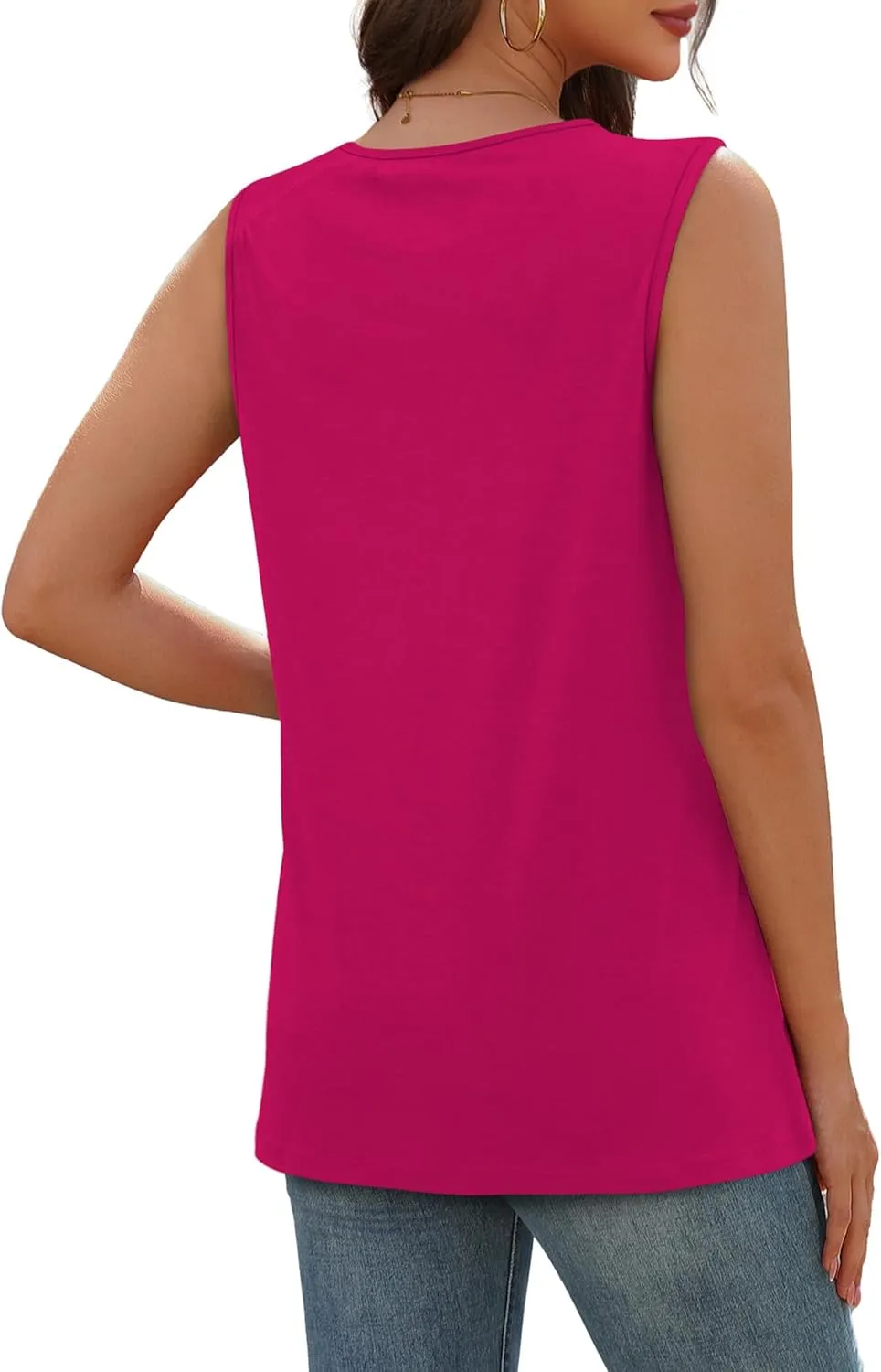 SAMPEEL Tank Top for Women Summer Button Down V Neck T Shirts Sleeveless Loose Fit Fashion Tops 2025