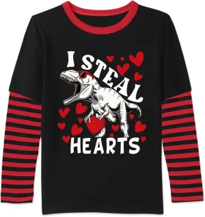 Unisex Kids St Patrick's Mardi Gras Stripe Patchwork Long Sleeve Carnival Shirt 4-14 Years